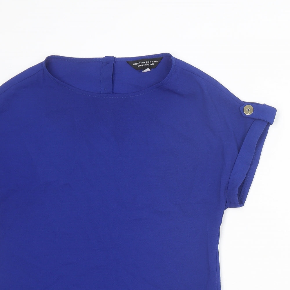 Womens UK Size 8 Dorothy Perkins Blue Basic T-Shirt
