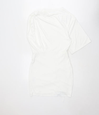 Zara Womens White Polyester Mini Size S Crew Neck Pullover