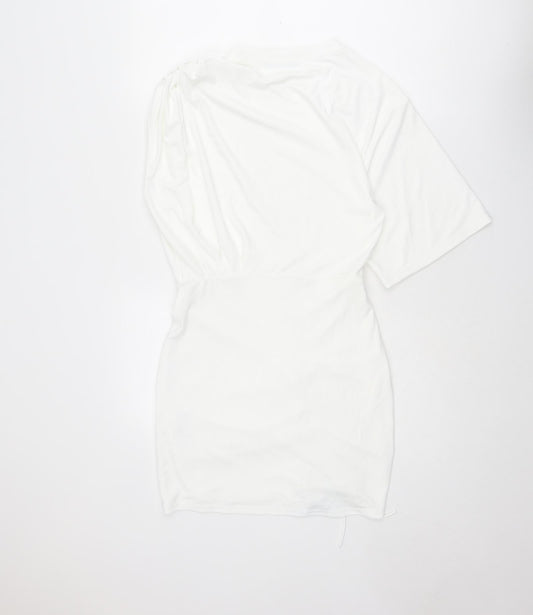 Zara Womens White Polyester Mini Size S Crew Neck Pullover