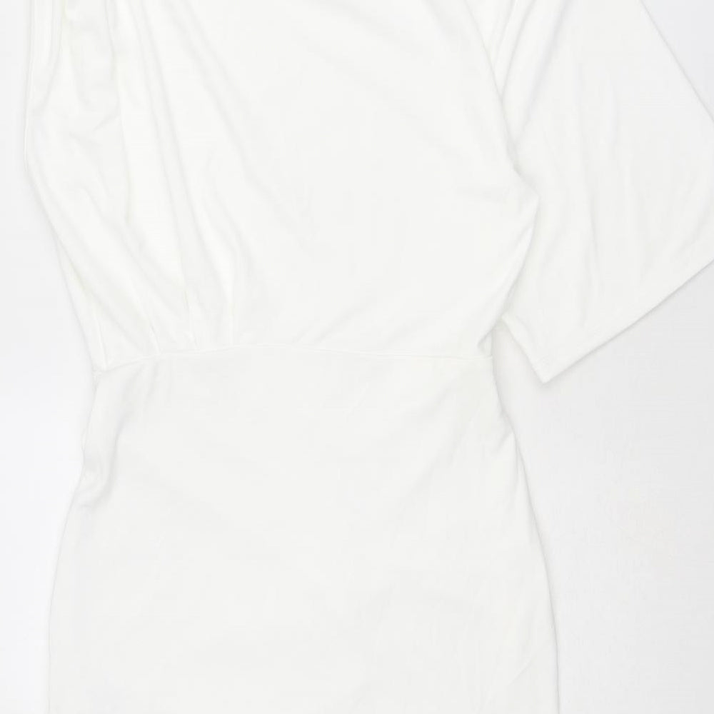Zara Womens White Polyester Mini Size S Crew Neck Pullover
