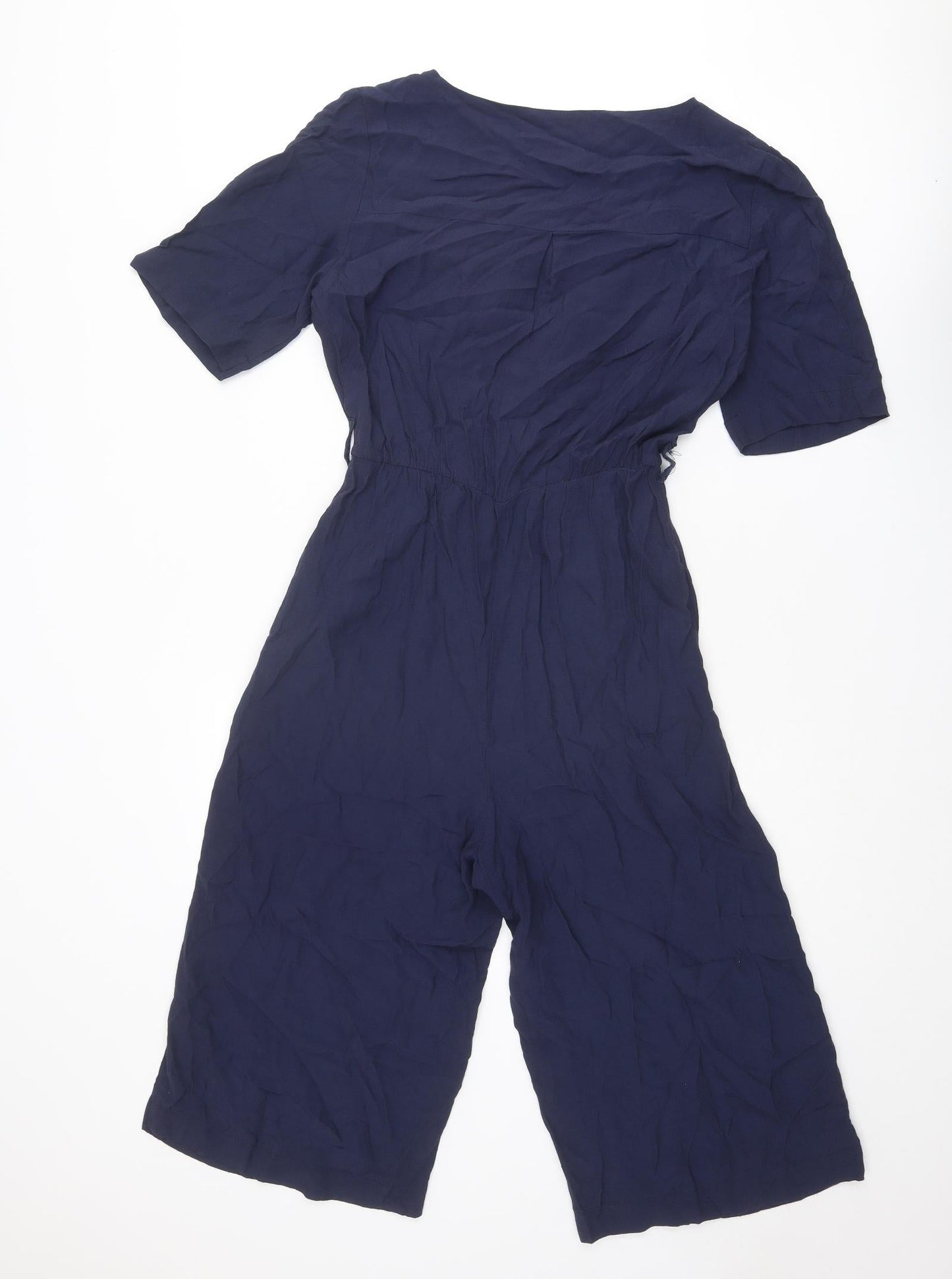 Marks and Spencer Womens Blue Viscose Jumpsuit One-Piece Size 8 L17 in Button