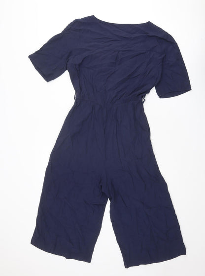 Marks and Spencer Womens Blue Viscose Jumpsuit One-Piece Size 8 L17 in Button