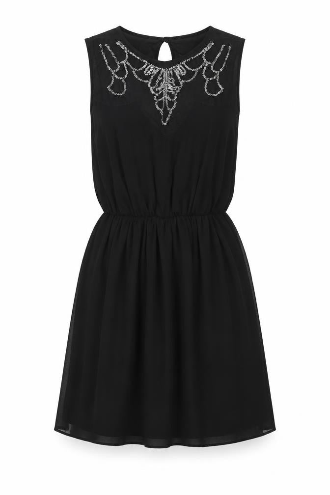 ASOS Womens Black Polyester Fit & Flare Size 8 Roll Neck Button