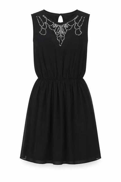 ASOS Womens Black Polyester Fit & Flare Size 8 Roll Neck Button
