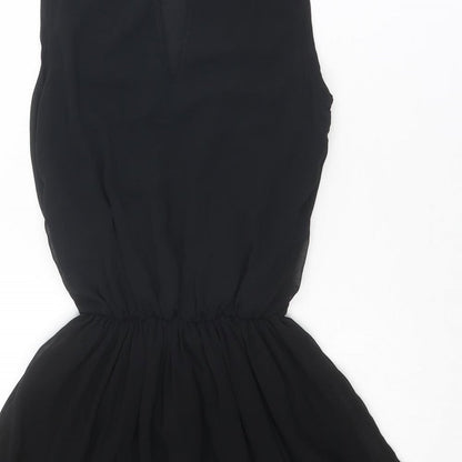 ASOS Womens Black Polyester Fit & Flare Size 8 Roll Neck Button