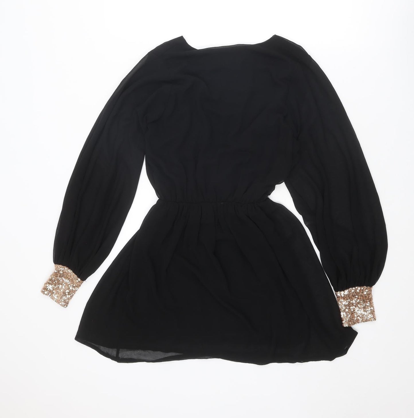 ASOS Womens Black Polyester Mini Size 8 V-Neck Pullover