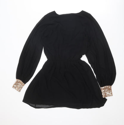 ASOS Womens Black Polyester Mini Size 8 V-Neck Pullover