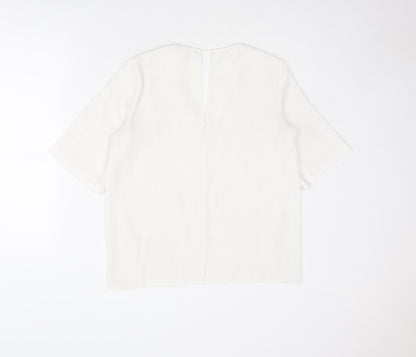 Womens UK Size 10 River Island White Basic T-Shirt