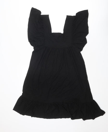 H&M Womens Black Viscose Trapeze & Swing Size 6 Square Neck Pullover