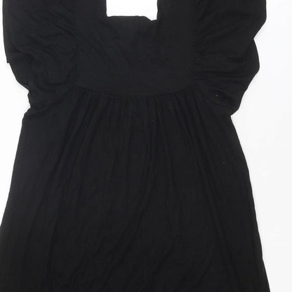H&M Womens Black Viscose Trapeze & Swing Size 6 Square Neck Pullover