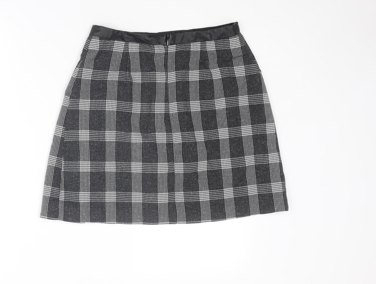 Oasis Womens Black Plaid Polyester Cargo Skirt Size 10 Zip