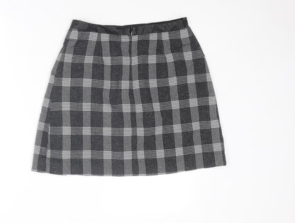 Oasis Womens Black Plaid Polyester Cargo Skirt Size 10 Zip