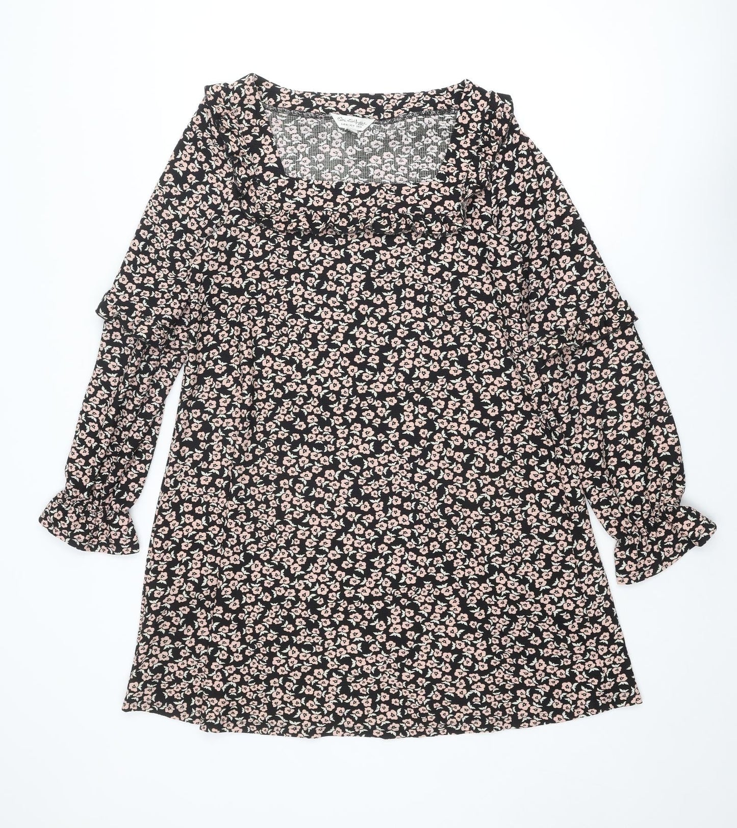 Miss Selfridge Womens Multicoloured Floral Polyester A-Line Size 12 Square Neck Pullover