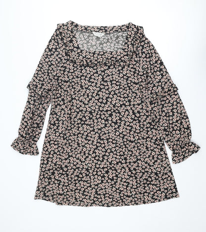Miss Selfridge Womens Multicoloured Floral Polyester A-Line Size 12 Square Neck Pullover