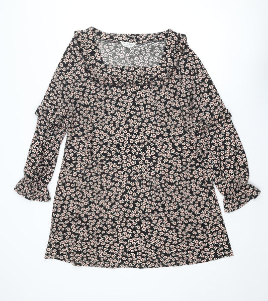 Miss Selfridge Womens Multicoloured Floral Polyester A-Line Size 12 Square Neck Pullover