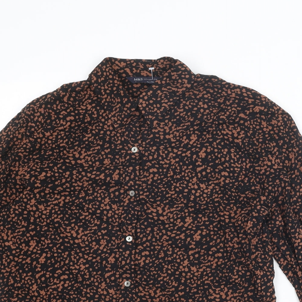Womens UK Size 6 Marks and Spencer Brown Basic Button-Up