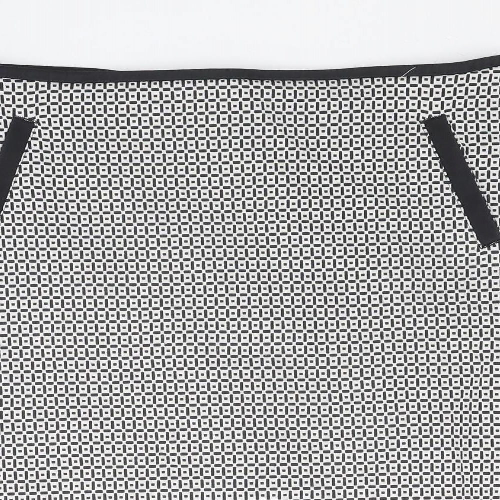 Marks and Spencer Womens Black Geometric Cotton A-Line Skirt Size 12 Zip
