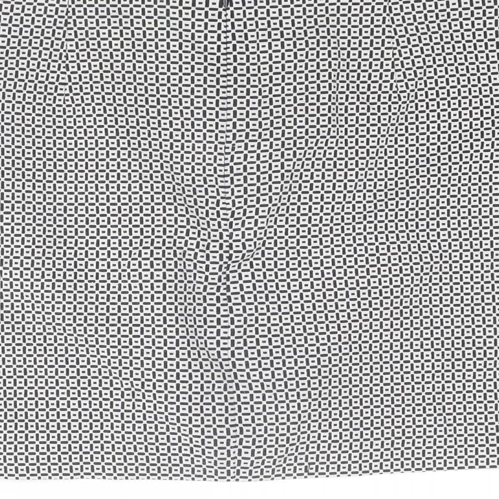 Marks and Spencer Womens Black Geometric Cotton A-Line Skirt Size 12 Zip