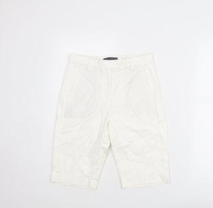 Marks and Spencer Womens White Cotton Chino Shorts Size 6 L11 in Regular Zip