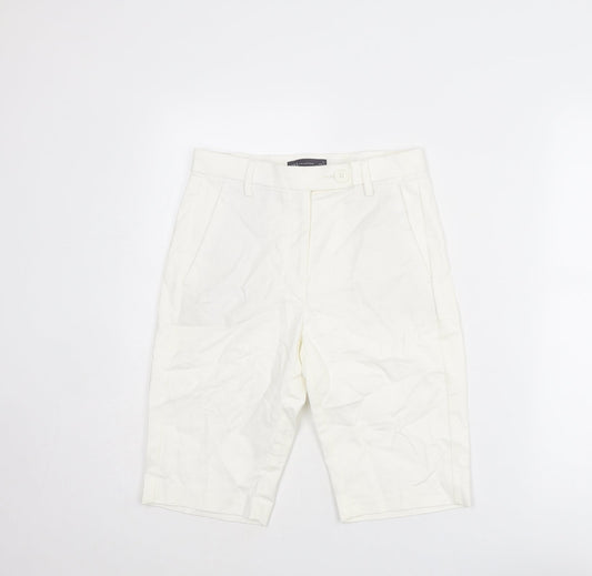 Marks and Spencer Womens White Cotton Chino Shorts Size 6 L11 in Regular Zip