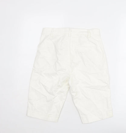 Marks and Spencer Womens White Cotton Chino Shorts Size 6 L11 in Regular Zip
