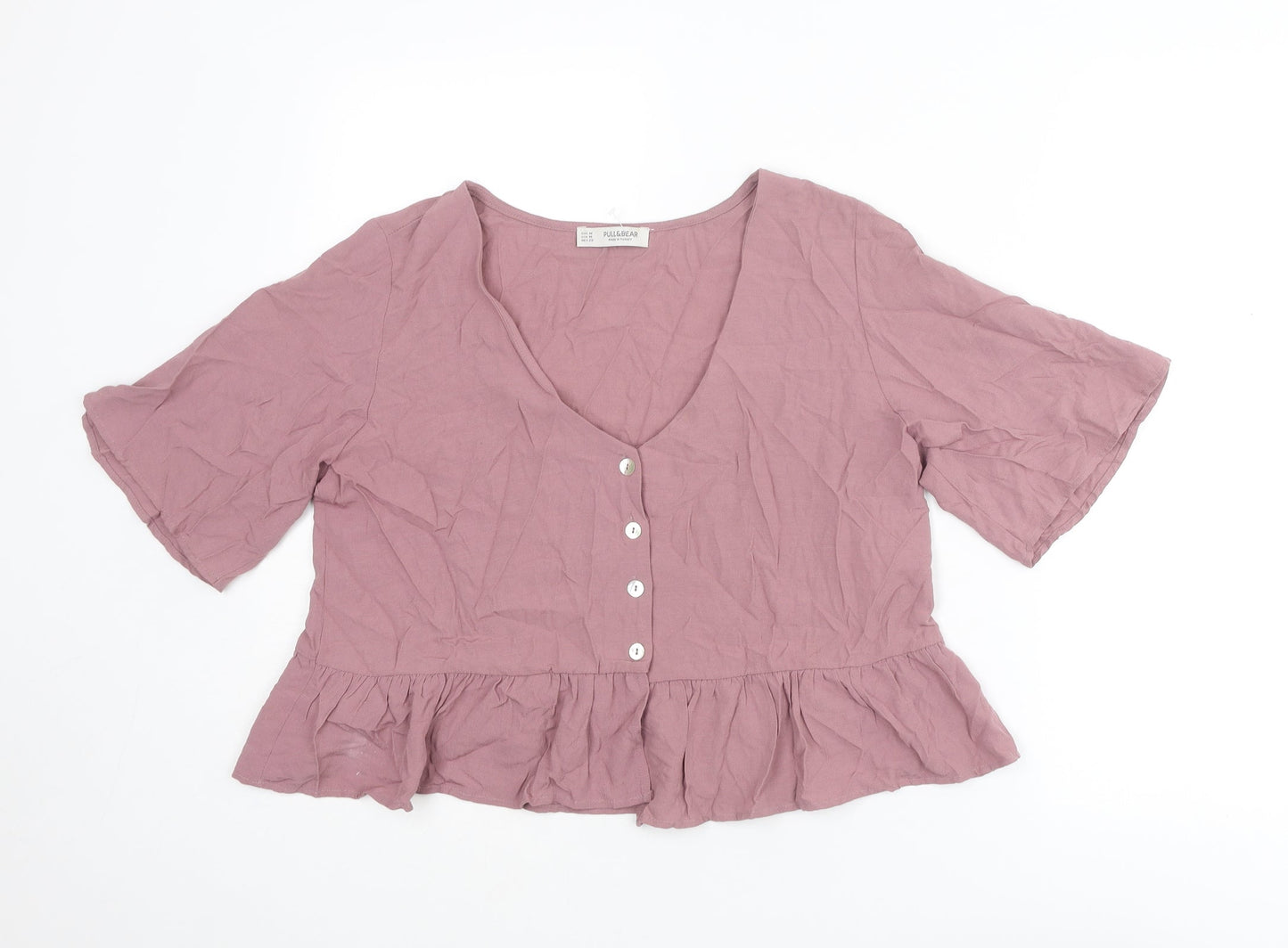 Womens UK Size M Pull&Bear Purple Basic Blouse