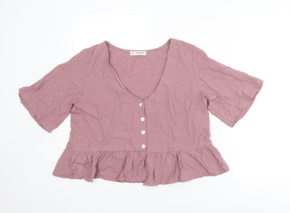 Womens UK Size M Pull&Bear Purple Basic Blouse