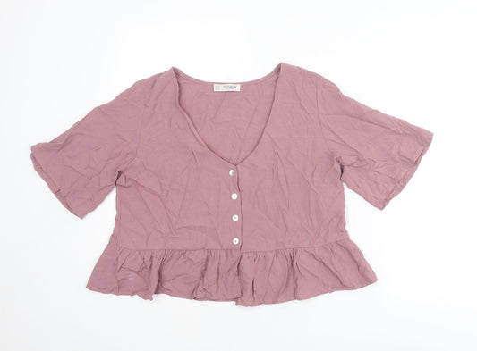 Womens UK Size M Pull&Bear Purple Basic Blouse