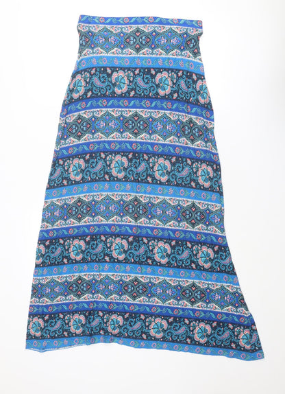 Monsoon Womens Blue Paisley Viscose A-Line Size M Square Neck Pullover - Strapless