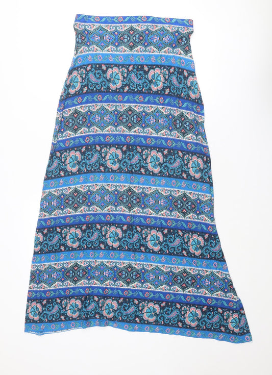 Monsoon Womens Blue Paisley Viscose A-Line Size M Square Neck Pullover - Strapless