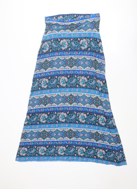 Monsoon Womens Blue Paisley Viscose A-Line Size M Square Neck Pullover - Strapless