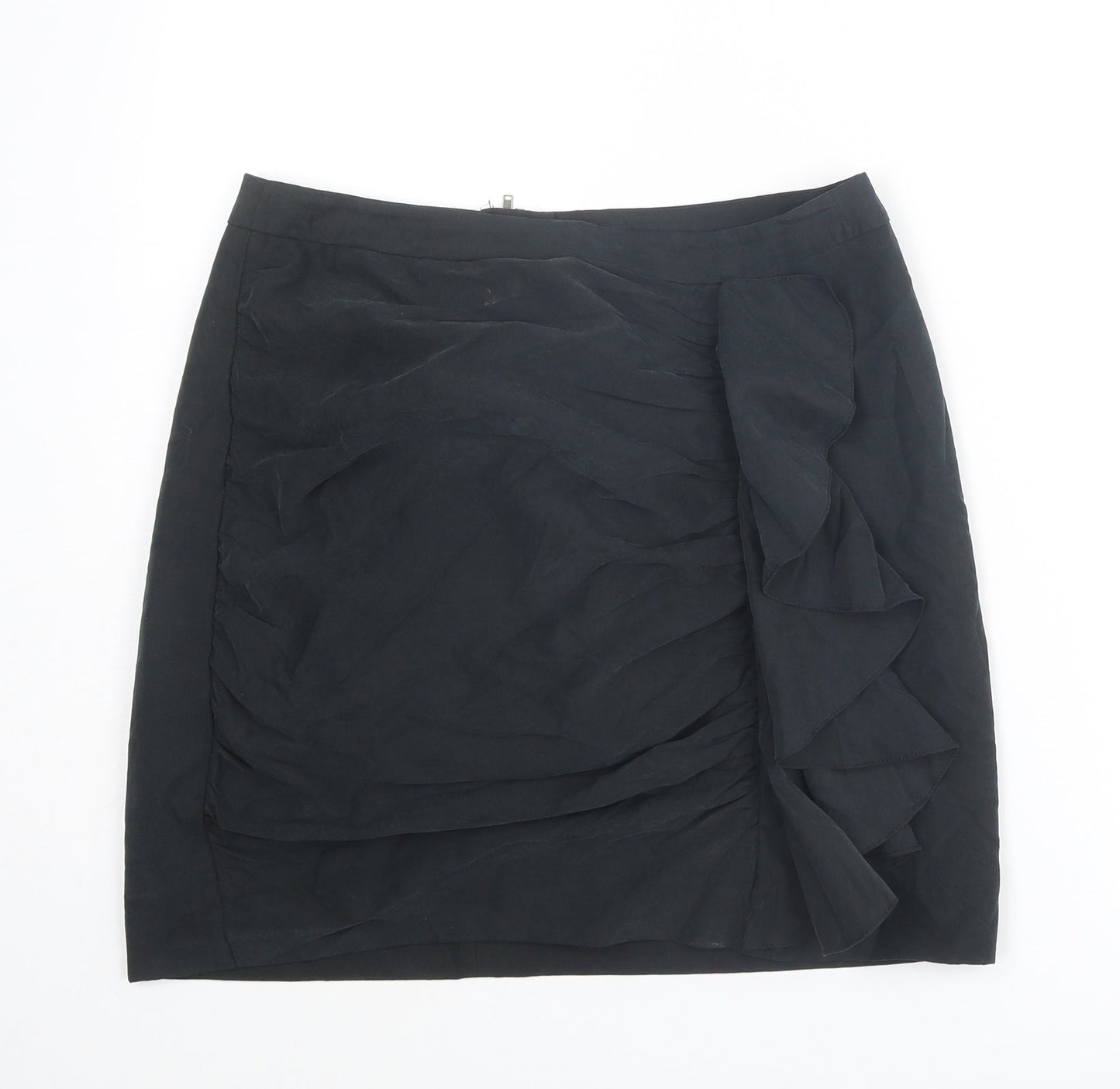 H&M Womens Black Modal A-Line Skirt Size 12 Zip