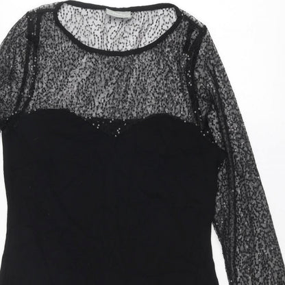 Wallis Womens Black Viscose Shift Size 14 Round Neck Pullover