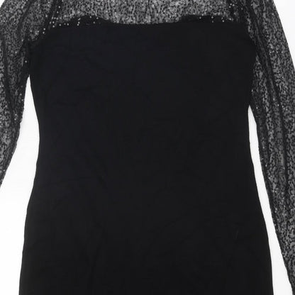 Wallis Womens Black Viscose Shift Size 14 Round Neck Pullover