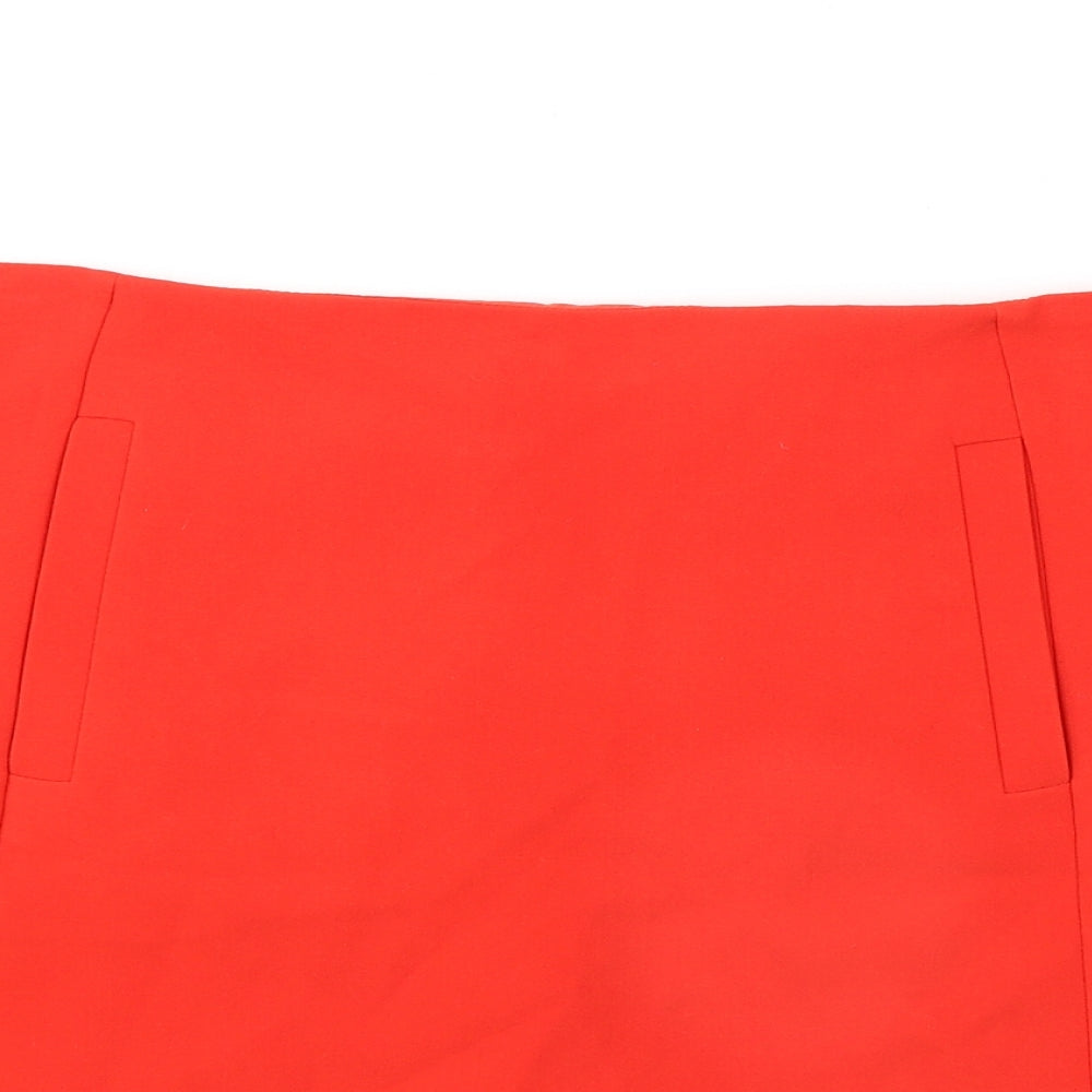 Marks and Spencer Womens Orange Polyester A-Line Skirt Size 12 Zip