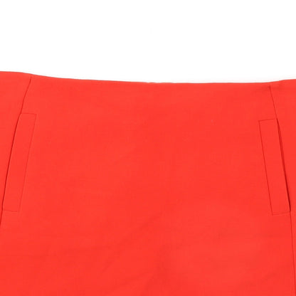 Marks and Spencer Womens Orange Polyester A-Line Skirt Size 12 Zip