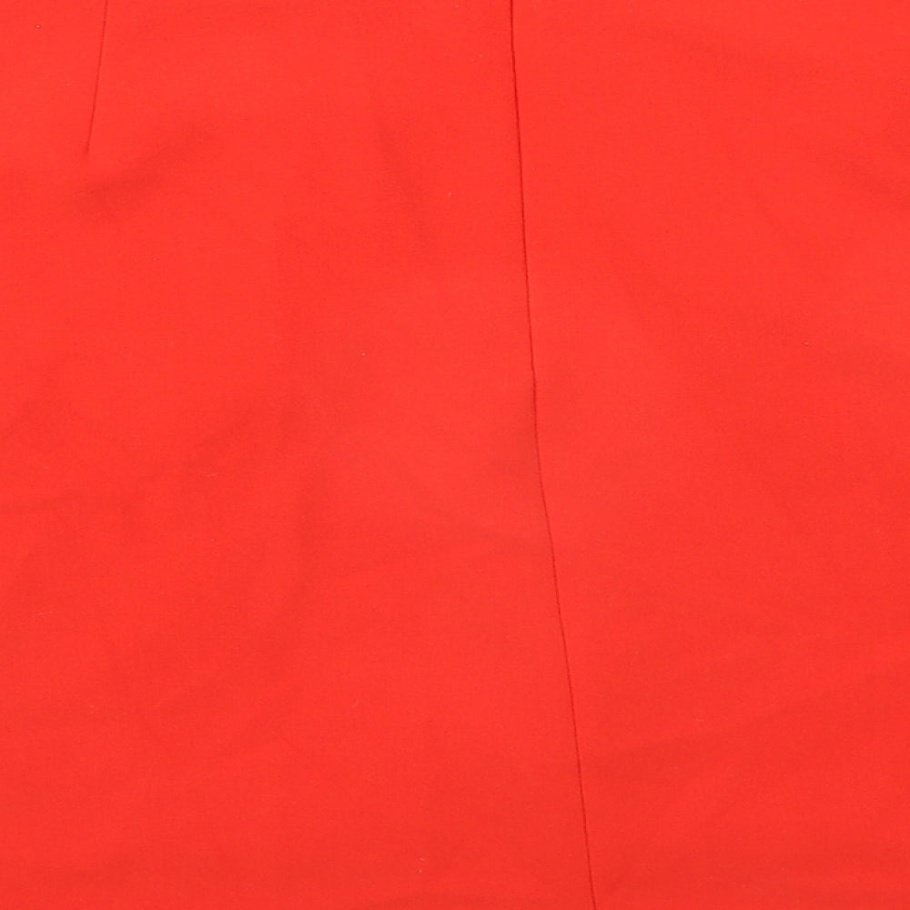 Marks and Spencer Womens Orange Polyester A-Line Skirt Size 12 Zip