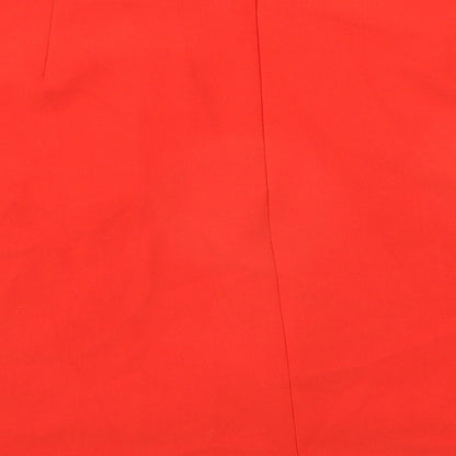 Marks and Spencer Womens Orange Polyester A-Line Skirt Size 12 Zip