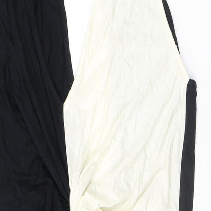 ASOS Womens Black Colourblock Viscose Bodycon Size 10 V-Neck Button