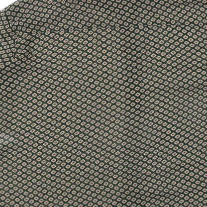 Zara Womens Green Geometric Polyester Basic Button-Up Size L Collared