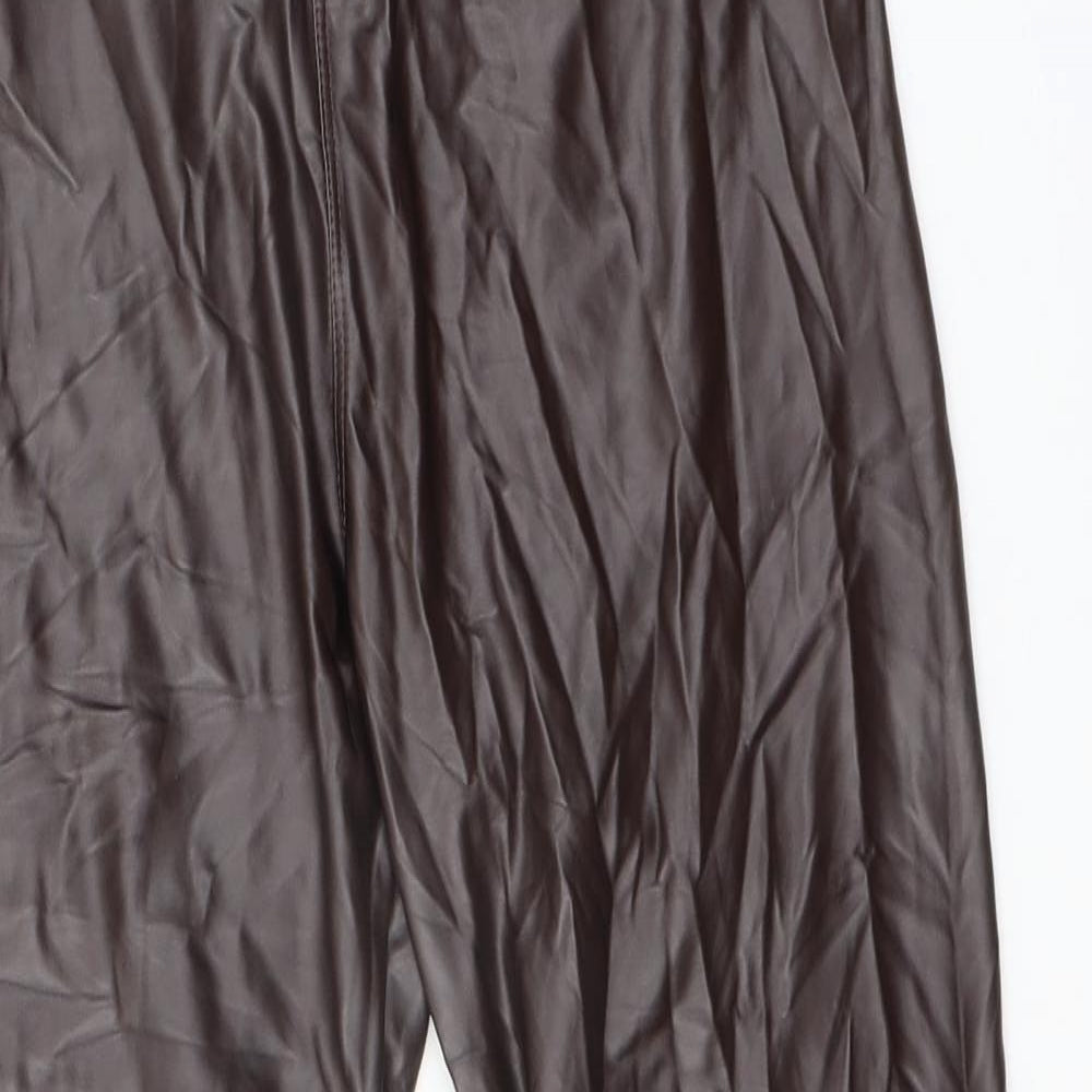 The Chic Hero Womens Brown Polyester Carrot Leggings Size 10 L25 in - Leather Look