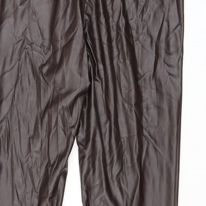The Chic Hero Womens Brown Polyester Carrot Leggings Size 10 L25 in - Leather Look