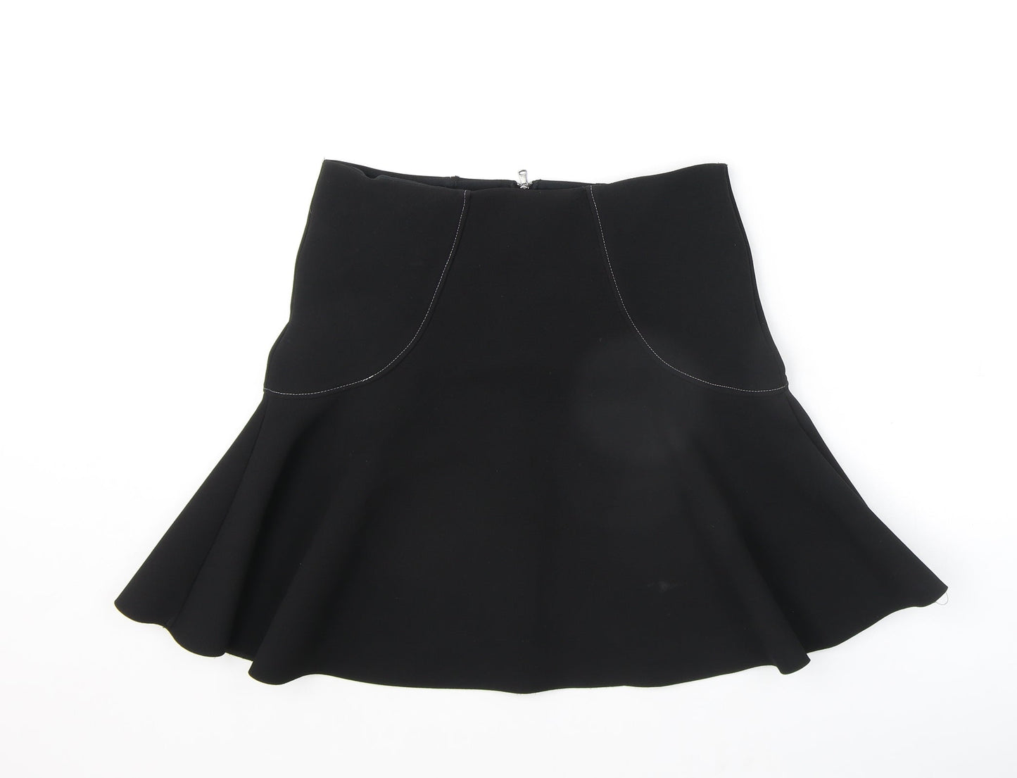 NEXT Womens Black Polyester Swing Skirt Size 10 Zip