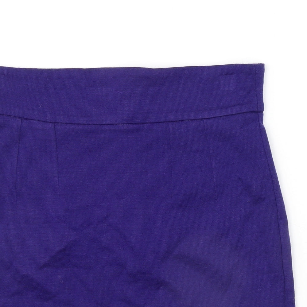 PAUL & JOE Womens Purple Acrylic A-Line Skirt Size 14 Zip
