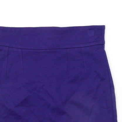 PAUL & JOE Womens Purple Acrylic A-Line Skirt Size 14 Zip