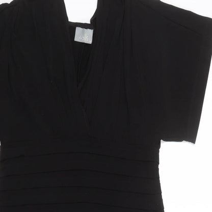 Wallis Womens Black Polyester Shift Size 14 V-Neck Pullover