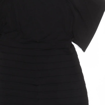 Wallis Womens Black Polyester Shift Size 14 V-Neck Pullover