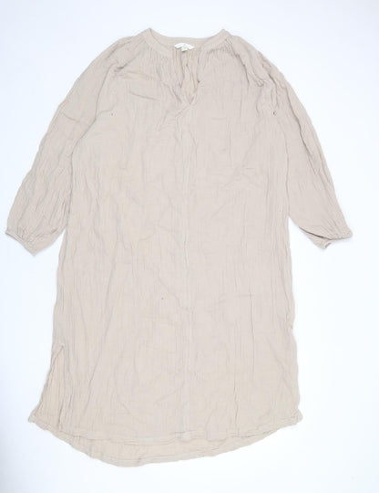 H&M Womens Beige 100% Cotton A-Line Size M V-Neck Pullover