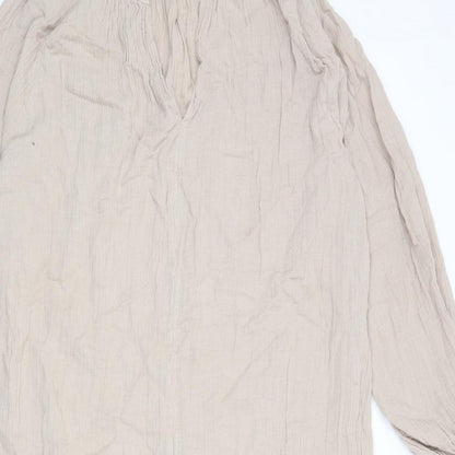 H&M Womens Beige 100% Cotton A-Line Size M V-Neck Pullover