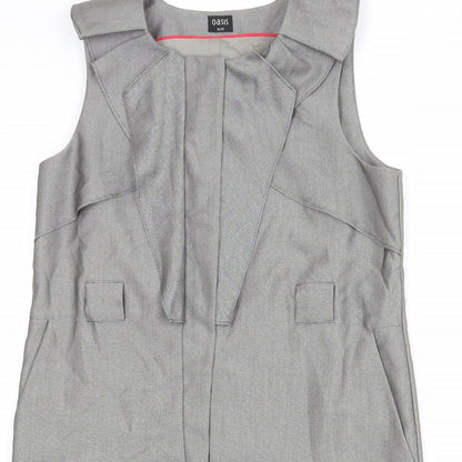 Oasis Womens Grey Polyester Shift Size 16 Round Neck Zip